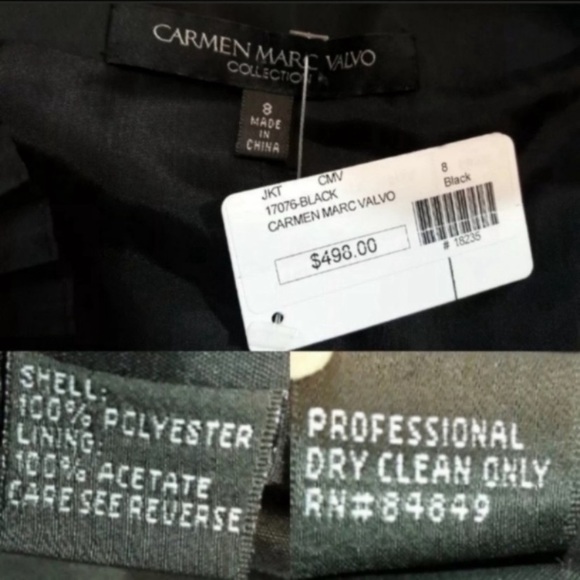 NEW Carmen Marc Valvo Women's Black Jacket Size 8 - Picture 12 of 13
